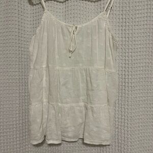 White tiered top with floral pattern!